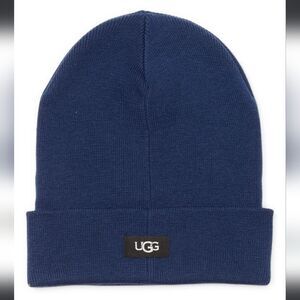 UGG Men's Blue Polyester Blend Knit Cuff Winter Beanie Hat